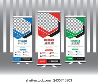 Modern and Trendy fitness gym x rollup pullup vector template design