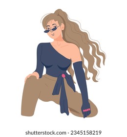 Ilustración plana moderna de la pose del modelo