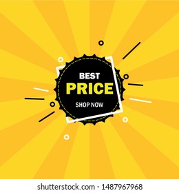 Modern and trendy geometric line Best Price Banners Design Vector with yellow and black color. Banner Promotion Template Vector with Shop Now text.
