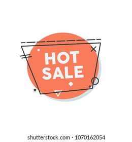 Modern Trendy Geometric Sale Label With Line Shapes Around and Text Inside