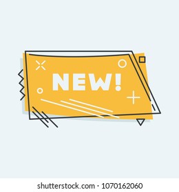 Modern Trendy Geometric Sale Label With Line Shapes Around and Text Inside