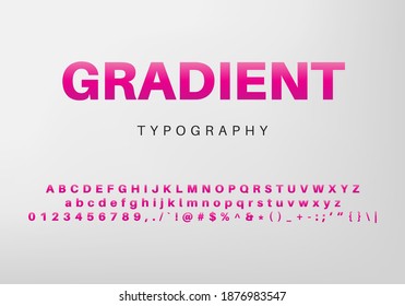 Modern trendy gradient font alphabet and numbers vector illustration template background
