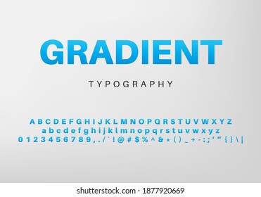 Modern trendy gradient font alphabet and numbers vector illustration template background