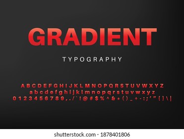 Modern trendy gradient font alphabet and numbers vector illustration template background
