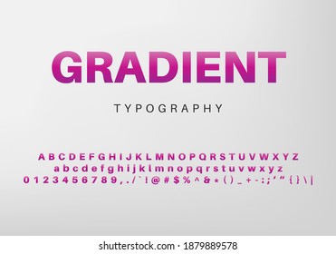 Modern trendy gradient font alphabet and numbers vector illustration template background