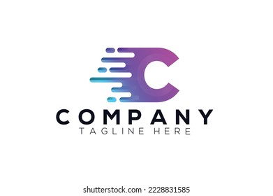 Modern trendy gradient geometric letter C logo design template. Business technology and digital abstract connection vector logo.