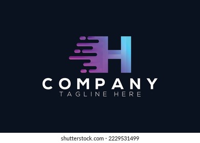 Modern trendy gradient geometric letter H logo design template. Business technology and digital abstract connection vector logo.