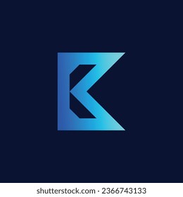 Plantilla moderna de diseño de logotipo K con letras geométricas de gradiente de moda