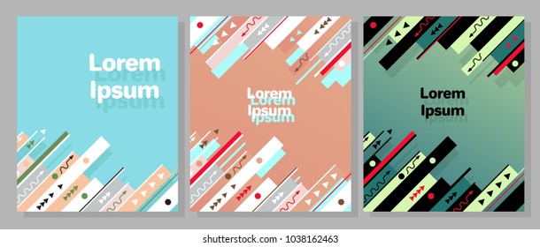 Modern trendy graphic design template set. Vector illustration. Composition of various multicolor elements with shadow. Flat style background image for polygraphy, web and marketing materials.