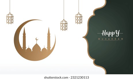 modern trendy islamic wallpaper poster banner template design muharram islamic new year celebration