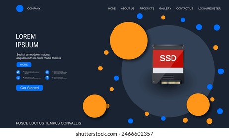 Modern trendy landing page vector design template. Computer technology background
