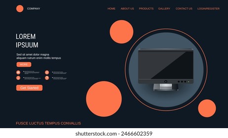 Modern trendy landing page vector design template. Computer technology background