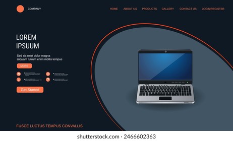Modern trendy landing page vector design template. Computer technology background