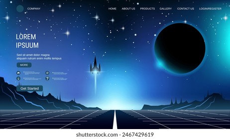 Moderna Plantilla de diseño de Vector de página de destino de moda. Fondo de espacio profundo