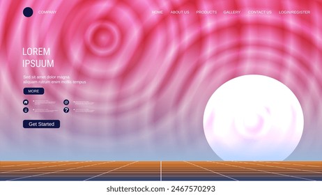 Modern trendy landing page vector design template. Fantastic sky background