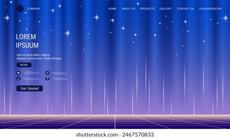 Modern trendy landing page vector design template. Fantastic sky background