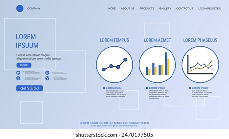 Moderna Plantilla de diseño de Vector de página de destino de moda. Antecedentes de infografías empresariales