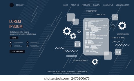 Modern trendy landing page vector design template. Application development illustration