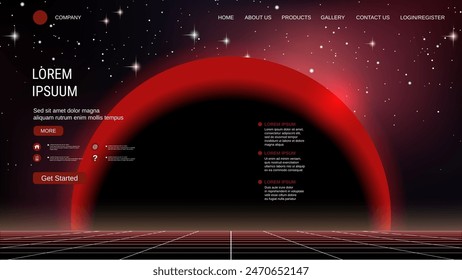 Modern trendy landing page vector design template. Deep space background
