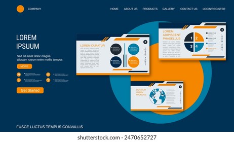 Modern trendy landing page vector design template. Business infographics illustration