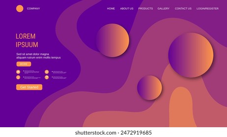 Modern trendy landing page vector design template. Abstract geometric style background
