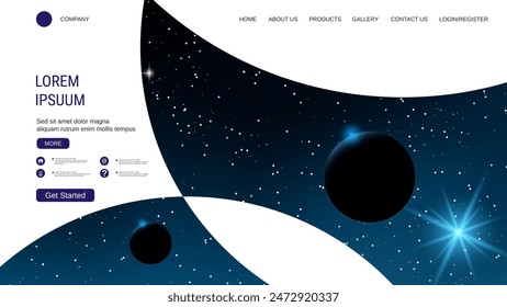 Moderne trendige Landing Page Vektorgrafik Design Vorlage. Hintergrund für Deep Space
