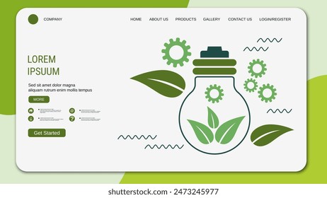 Modern trendy landing page vector design template. Green energy concept