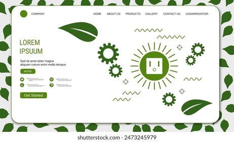 Modern trendy landing page vector design template. Green energy concept