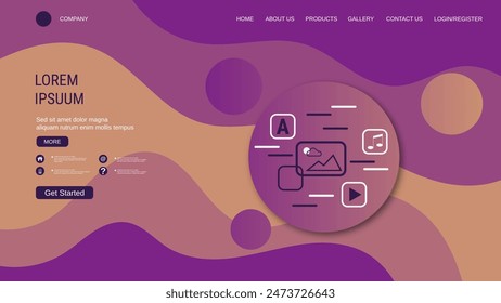 Modern trendy landing page vector design template. Abstract geometric style background