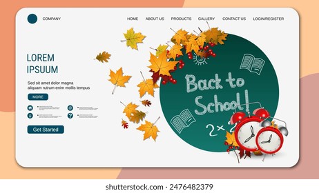 Modern trendy landing page vector design template. Back to school concept