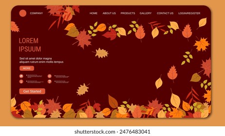 Modern trendy landing page vector design template. Autumn style illustration