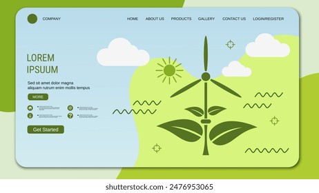 Modern trendy landing page vector design template. Green energy concept