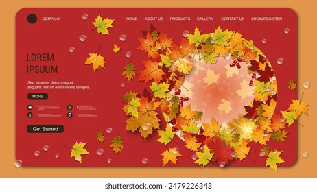 Modern trendy landing page vector design template. Autumn style illustration