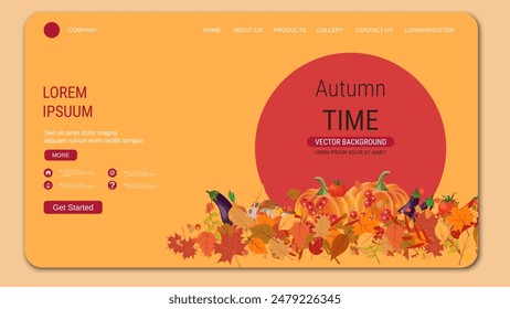 Modern trendy landing page vector design template. Autumn style illustration