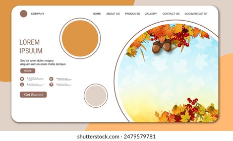 Modern trendy landing page vector design template. Autumn style illustration
