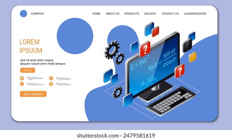 Modern trendy landing page vector design template. Back to school, e-learning, distant education concept