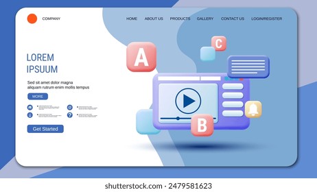 Modern trendy landing page vector design template. Back to school, e-learning, distant education concept