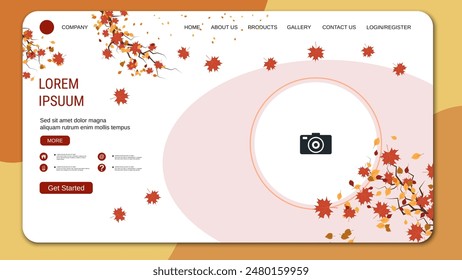 Modern trendy landing page vector design template. Autumn style illustration