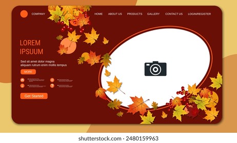 Modern trendy landing page vector design template. Autumn style illustration