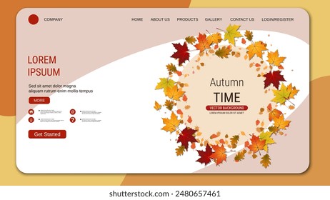 Modern trendy landing page vector design template. Autumn style illustration