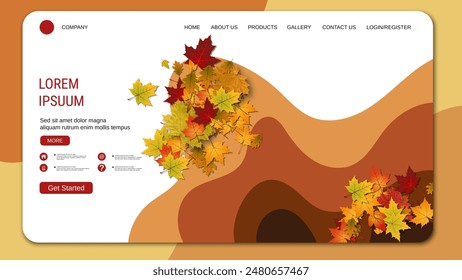 Modern trendy landing page vector design template. Autumn style illustration