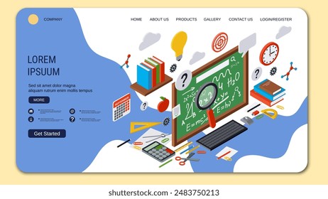 Modern trendy landing page vector design template. Back to school concept