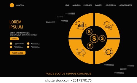 Plantilla de diseño de Vector de landing page de moda moderna. Ilustración de infografías de negocios