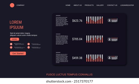 Plantilla de diseño de Vector de landing page de moda moderna. Ilustración de infografías de negocios