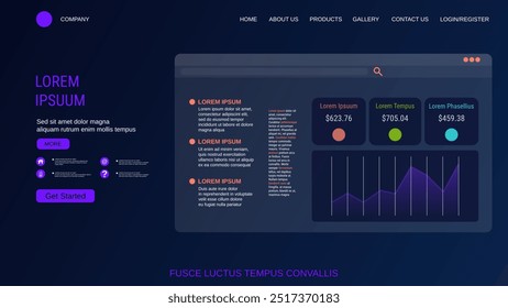 Modern trendy landing page vector design template. Business infographics illustration