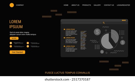 Modern trendy landing page vector design template. Business infographics illustration
