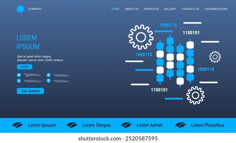 Plantilla de diseño de Vector de landing page de moda moderna. Ilustración de tecnología digital