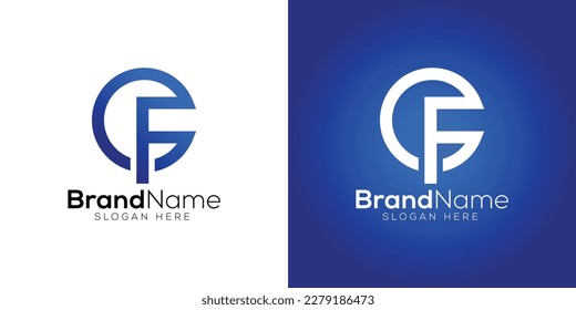 Modern trendy letter C F logo design template