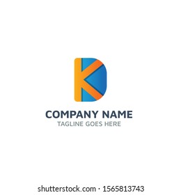 Modern and trendy letter K and D logo design with gradient 