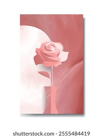 Modern trendy minimal floral poster vector illustration